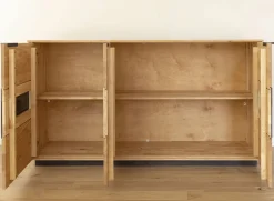Sideboard 154x84cm 'Triest' Wildeiche massiv Glas