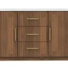 Sideboard 200x80cm "Valencia"' Mango braun lackiert & Marmor weiss 2 Türen
