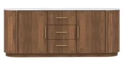Sideboard 200x80cm "Valencia"' Mango braun lackiert & Marmor weiss 2 Türen