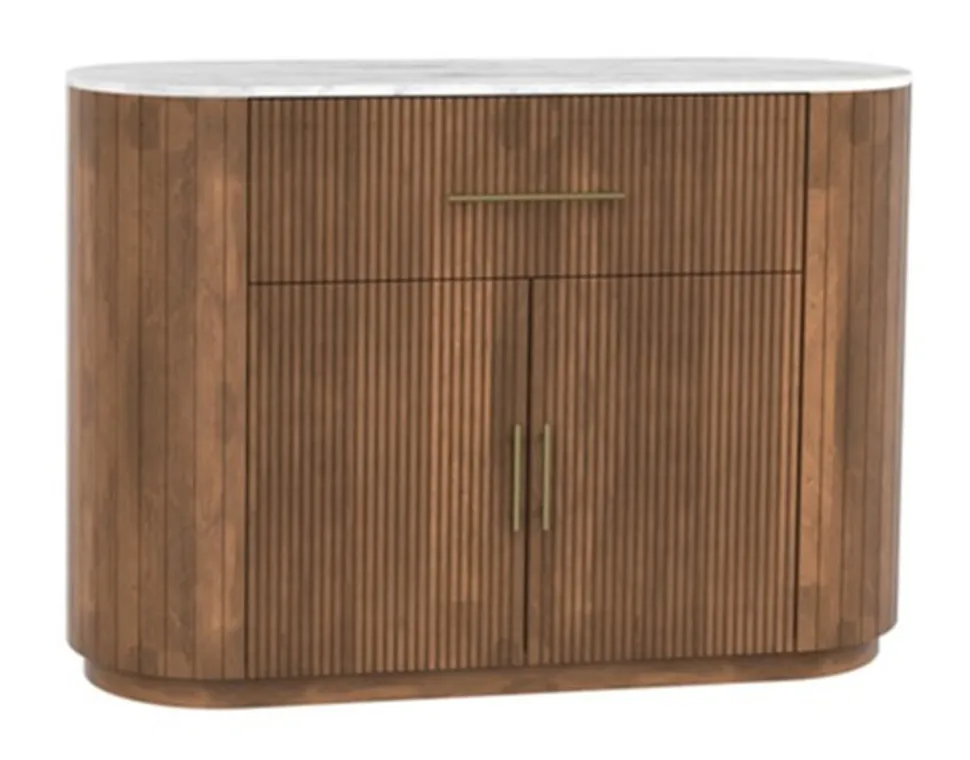 Sideboard 125x87cm "Valencia"' Mango braun lackiert & Marmor weiss
