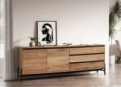 Sideboard 189x67cm 'Veneza' Wildeiche & Metall schwarz