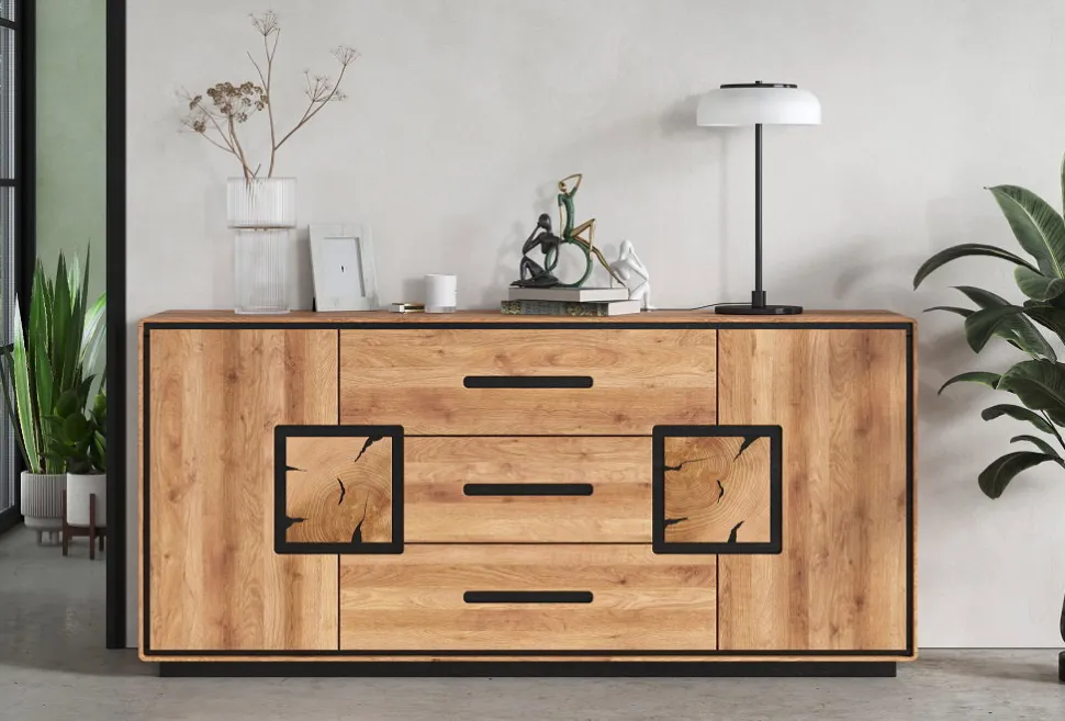 Sideboard 165x77cm "Zarah" Wildeiche geölt