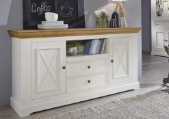 Sideboard 169x88cm "Zürich" Kiefer massiv weiß WZ-0133
