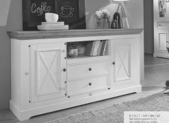 Sideboard 169x88cm "Zürich" Kiefer massiv weiß WZ-0133