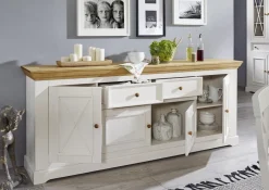Sideboard 209x88cm "Zürich" Kiefer massiv weiß WZ-0133