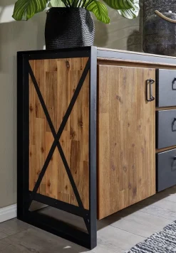 Sideboard 150x80xcm 'Montreux' Akazie & Metall schwarz