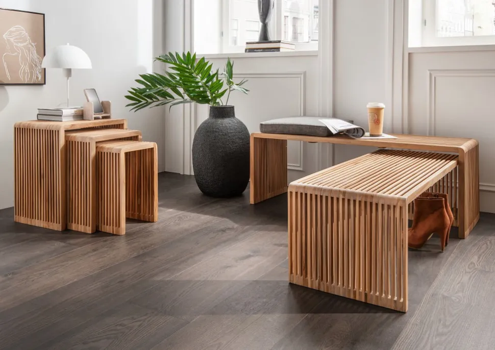 Sitzbank 2er-Set "Woody" recyceltes Teakholz