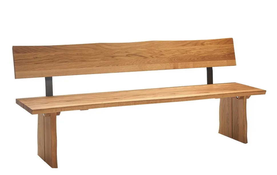 Sitzbank mit Lehne 'Granada' Wildeiche geölt VARIATIONEN möglich 180 cm