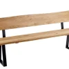 Sitzbank mit Lehne 'Granada' Wildeiche geölt & Metall VARIATIONEN möglich 180 cm