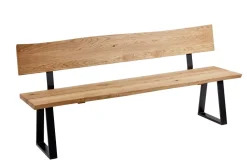 Sitzbank mit Lehne 'Granada' Wildeiche geölt & Metall VARIATIONEN möglich 180 cm
