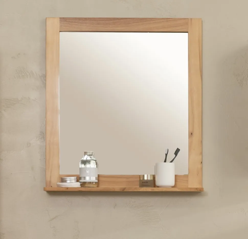 Spiegel mit Ablage 68x75cm 'Albany' Akazie massiv lackiert