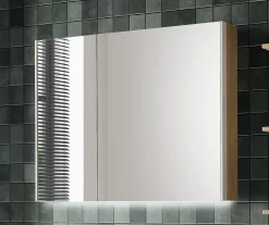 Spiegelschrank 106cm inkl.Beleuchtung 'Avallon' Wildeiche geölt & creme