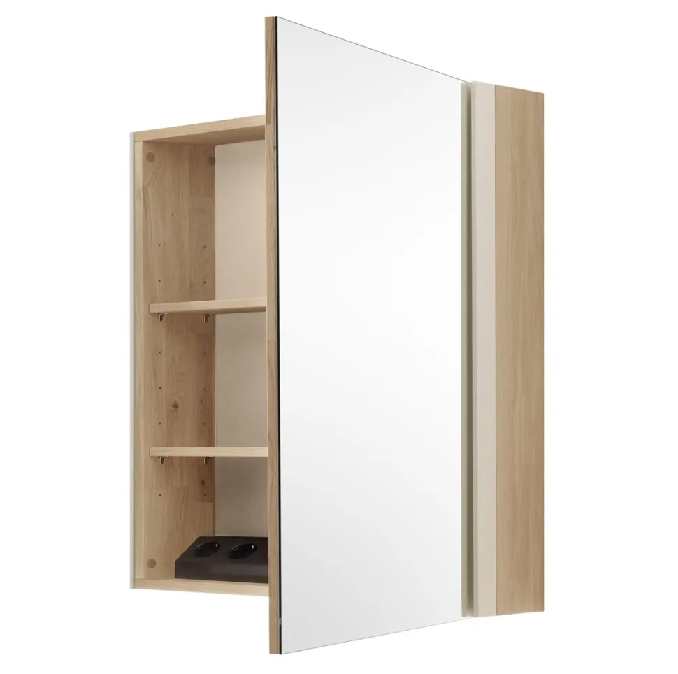 Spiegelschrank 76cm inkl.Beleuchtung 'Avallon' Wildeiche geölt & creme