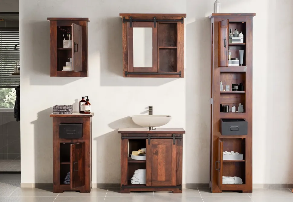 Spiegelschrank 68x64cm 'Bayamo' Mango & Eisen