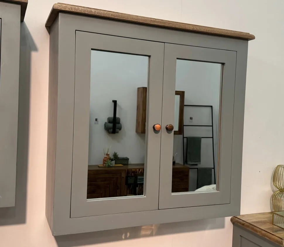 Spiegelschrank 77x73cm 'Belfort' Mango schilfgrün & natur