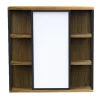 Spiegelschrank 70x70cm 'Derry' Eiche massiv & Metall schwarz