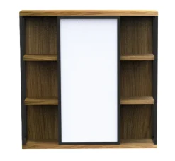 Spiegelschrank 70x70cm 'Derry' Eiche massiv & Metall schwarz
