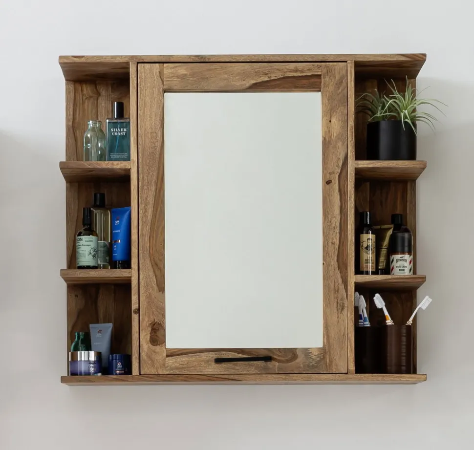 Spiegelschrank 80x71cm 'Hudson' Sheesham gebeizt
