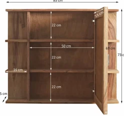 Spiegelschrank 85x73cm 'Oxford' Sheesham massiv