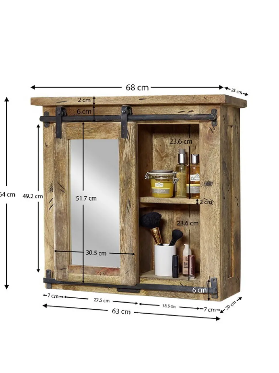 Spiegelschrank 68x64cm 'Railroad' Mango & Eisen