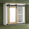 Spiegelschrank 68x64cm 'Slyder' Mango weiß & natur