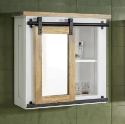 Spiegelschrank 68x64cm 'Slyder' Mango weiß & natur