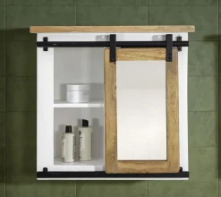 Spiegelschrank 68x64cm 'Slyder' Mango weiß & natur