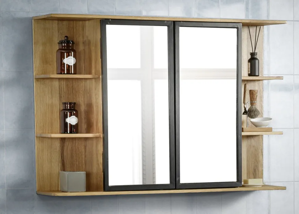 Spiegelschrank 108x71cm 'Timbero' Eiche massiv