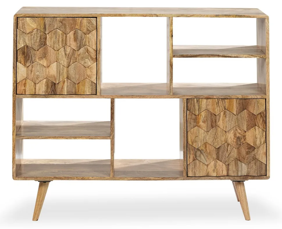 Standregal 120x100cm 'Kalani' Mango massiv natur lackiert