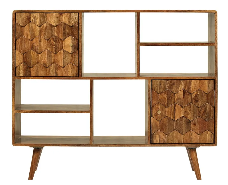 Standregal 120x100cm 'Kalani' Mango massiv braun lackiert
