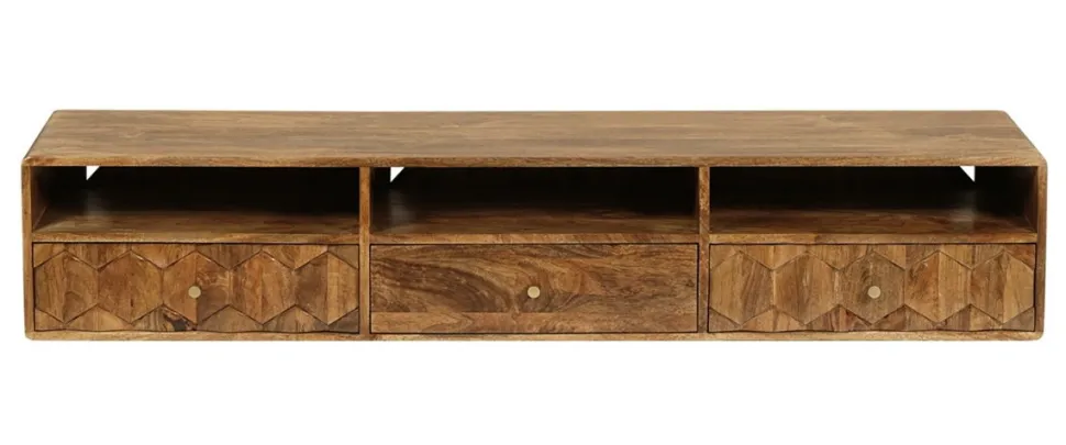 TV Board 160cm 'Kalani' Mango massiv hängend oder mit Füßen braun lackiert