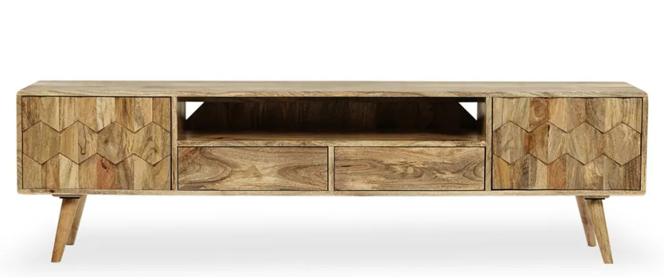 TV Board 180cm 'Kalani' Mango massiv hängend oder mit Füßen natur lackiert