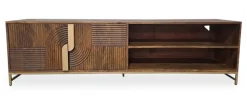 TV Board 180cm 'Marvello' Mango braun & Metall goldfarbig hängend oder stehend