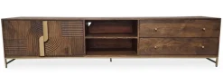 TV Board 220cm 'Marvello' Mango braun & Metall goldfarbig hängend oder stehend