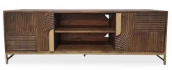 TV Board 150cm 'Marvello' Mango braun & Metall goldfarbig hängend oder stehend
