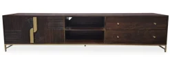 TV Board 220cm 'Marvello' Mango mahagoni & Metall goldfarbig hängend oder stehend