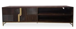 TV Board 180cm 'Marvello' Mango mahagoni & Metall goldfarbig hängend oder stehend