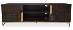 TV Board 150cm 'Marvello' Mango mahagoni & Metall goldfarbig hängend oder stehend