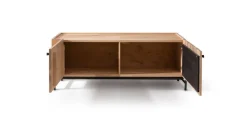 TV Board 140cm Wildeiche geölt 'Amalfi' verschiedene Ausführungen ohne Glasplatte Metallgestell schwarz