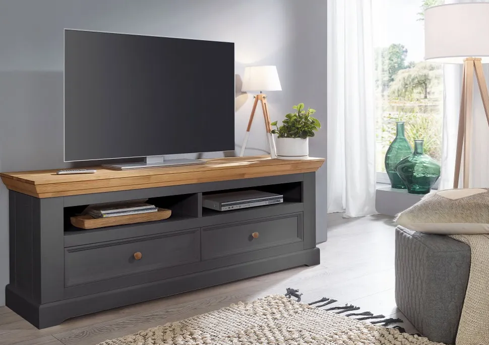 TV Board 169cm "Zürich II" Kiefer massiv grau WZ-0133