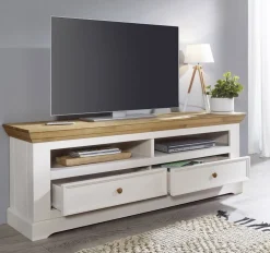 TV Board 169cm "Zürich" Kiefer massiv weiß WZ-0133