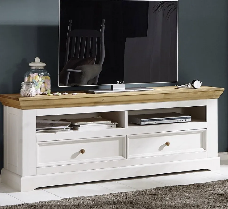 TV Board 169cm "Zürich" Kiefer massiv weiß WZ-0133