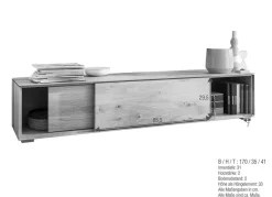 TV Board hängend oder stehend 170cm 'Prag' Wildeiche geölt WZ-0546