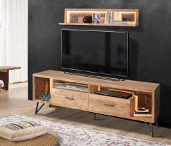 TV Board inkl.Beleuchtung 175x60cm 'Hunter' Akazie massiv