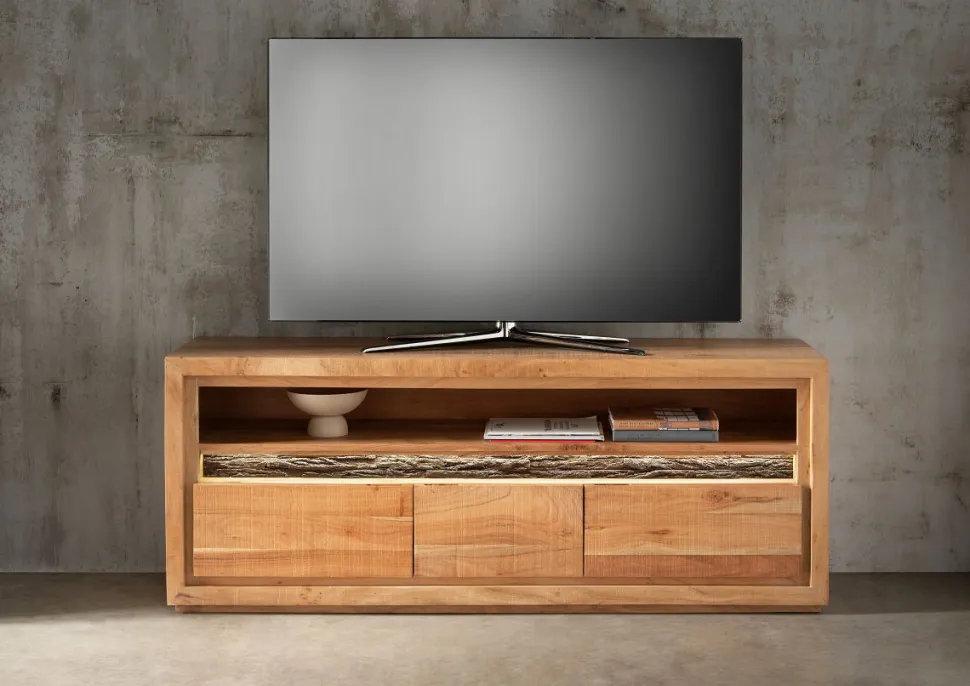 TV Board inkl. Beleuchtung 163x63cm "Trondheim" Akazie massiv