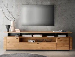 TV Board mit Aufsatz 219x63cm "Savona" Wildeiche geölt