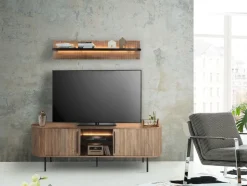 TV Board mit Beleuchtung 175cm 'Atlantic' Akazie massiv