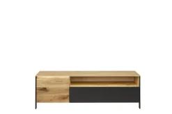 TV Board mit Beleuchtung 154cm 'Boston ' Wildeiche geölt & Glas anthrazit