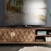 TV Board 190x50cm "Assuan" Mango & Metall goldfarbig WZ-0462