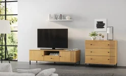 TV Board 158x47cm 'Detroit' Kiefer massiv eichefarbig & schwarz